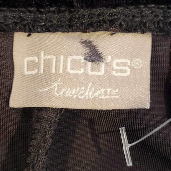 Chico’s Travelers Pant In Black Velvet 3S XL 16/18 Petite Wide Leg Holiday - Picture 7 of 11